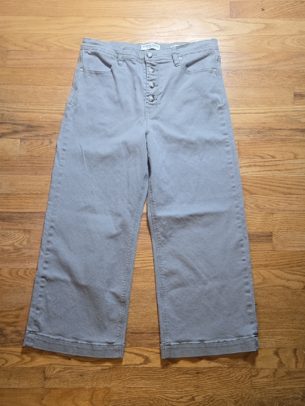 Scotch & Soda Vetiver green The Wave wide leg crop jeans